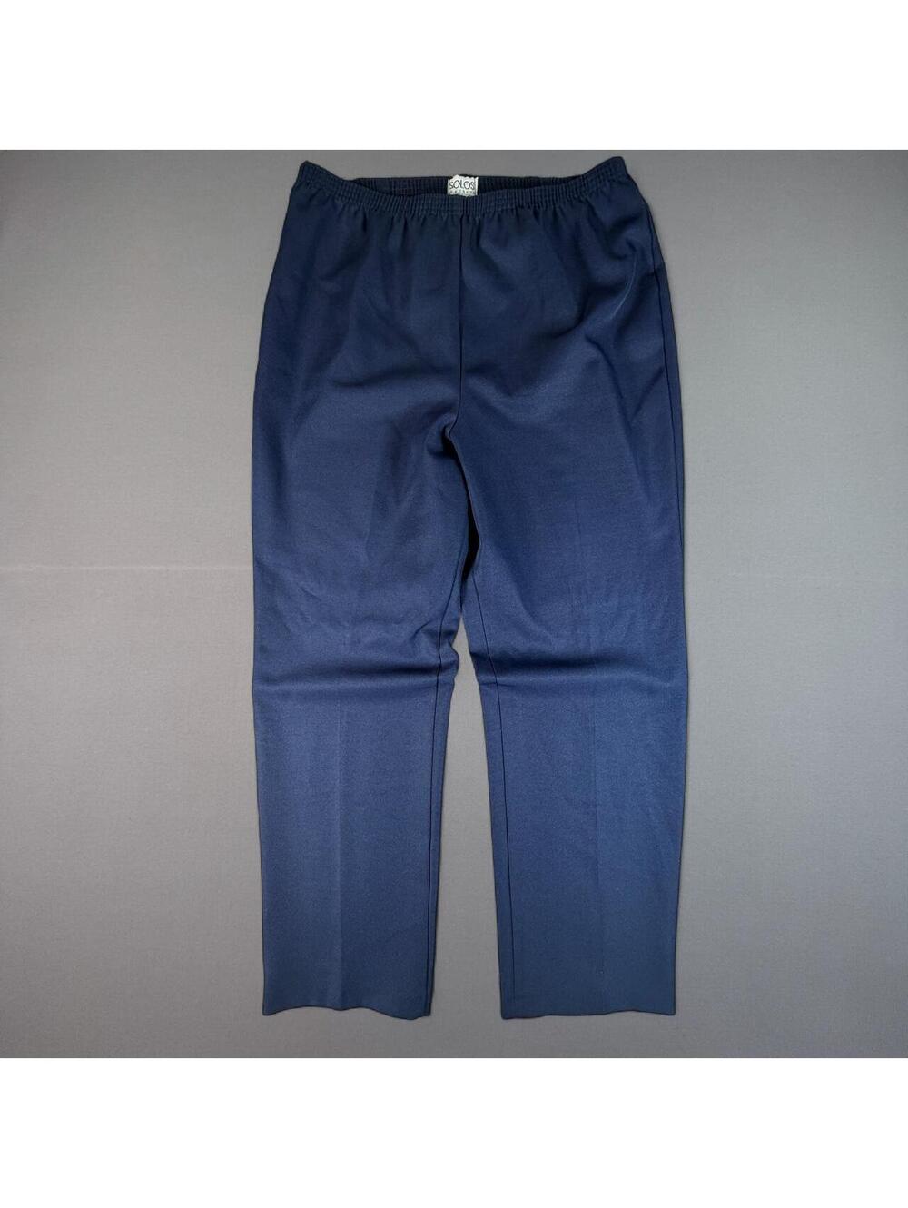 Vtg Solos by Koret Pants Womens 18 Navy Blue Dacron Polyester USA Pull On